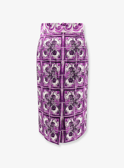 Dolce & Gabbana Maiolica Silk Pencil Skirt