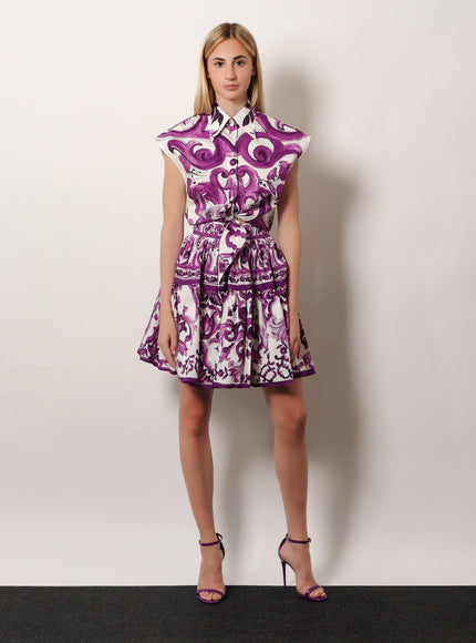 Dolce & Gabbana Maiolica Cotton Skirt With Ruffles