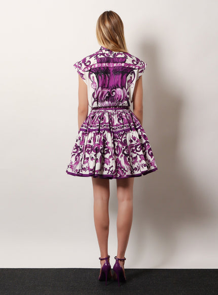 Dolce & Gabbana Maiolica Cotton Skirt With Ruffles