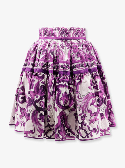 Dolce & Gabbana Maiolica Cotton Skirt With Ruffles