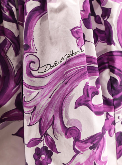Dolce & Gabbana Maiolica Cotton Skirt With Ruffles