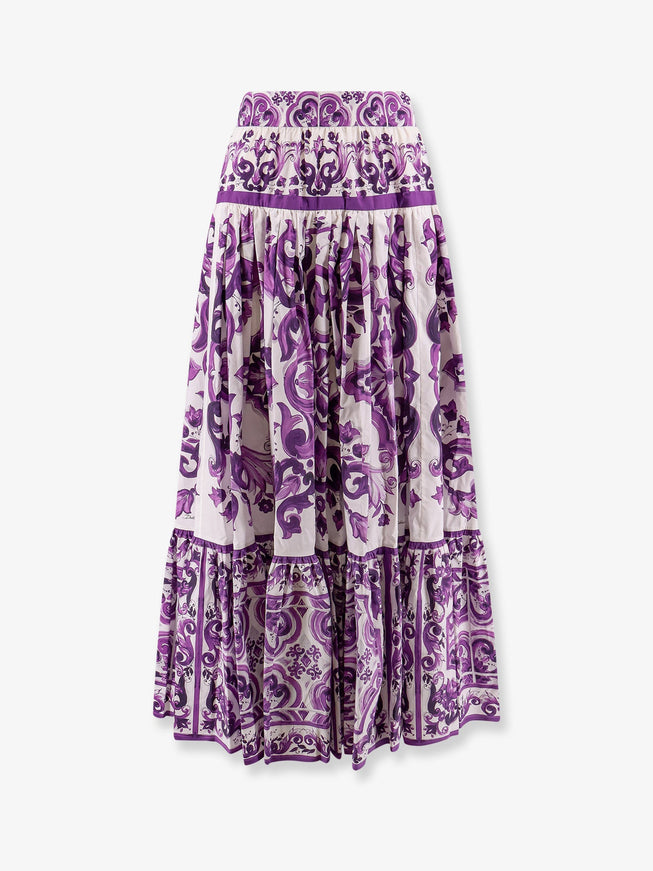 Dolce & Gabbana Long Skirt With Maiolica Print Mix Maiolica Viola