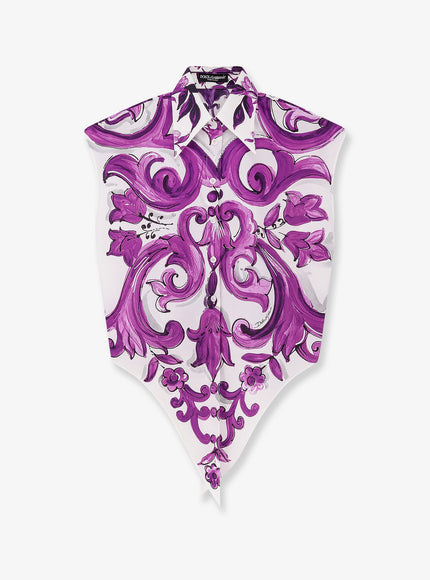 Dolce & Gabbana Cotton Shirt With Maiolica Print Mix Maiolica Viola
