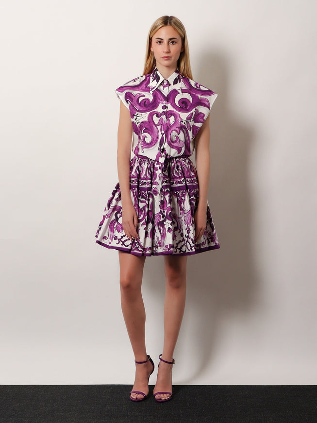 Dolce & Gabbana Cotton Shirt With Maiolica Print