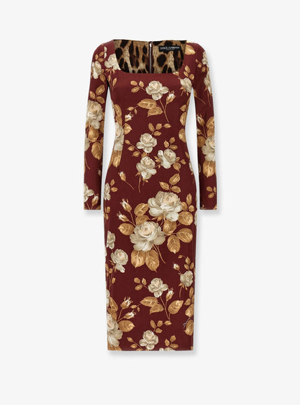 Dolce & Gabbana Vintage Rose Print Satin Midi Pencil Dress Rose Vintage F.bdx