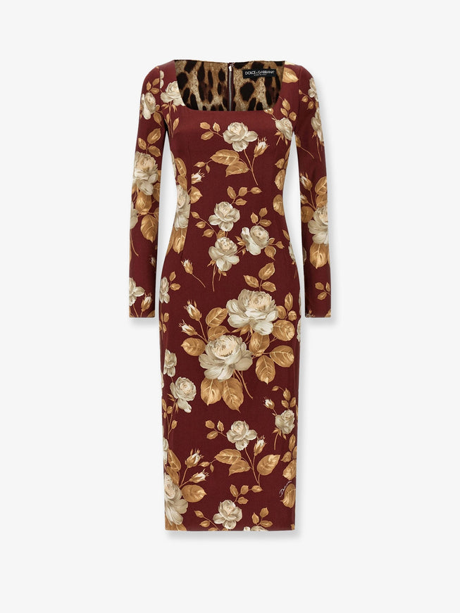 Dolce & Gabbana Vintage Rose Print Satin Midi Pencil Dress Rose Vintage F.bdx