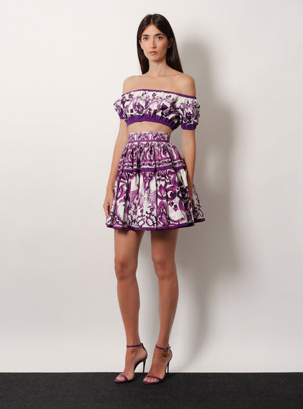 Dolce & Gabbana Cotton Top With Maiolica Print