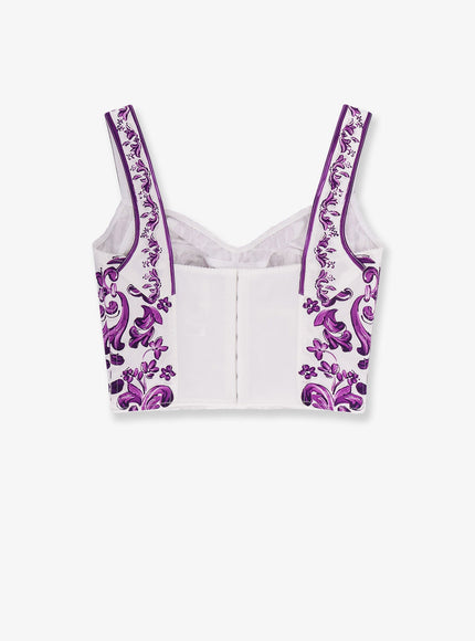 Dolce & Gabbana Cotton Blend Bustier Top With Maiolica Print