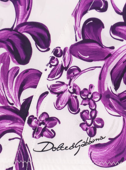 Dolce & Gabbana Cotton Blend Bustier Top With Maiolica Print