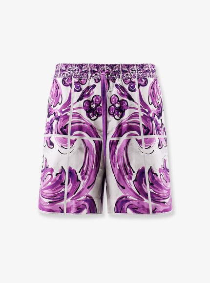 Dolce & Gabbana Cotton Shorts With Maiolica Print Maiolica 1L Viola