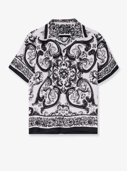 Dolce & Gabbana Silk Shirt With Maiolica Print Maiolica 3L Nero
