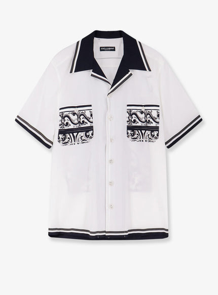 Dolce & Gabbana Cotton Shirt With Maxi Maiolica Print On The Back 37 Maiolica 3L Nero