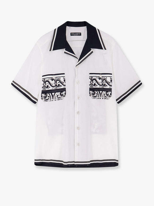 Dolce & Gabbana Cotton Shirt With Maxi Maiolica Print On The Back 37 Maiolica 3L Nero