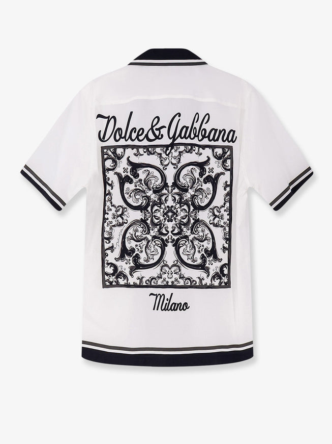 Dolce & Gabbana Cotton Shirt With Maxi Maiolica Print On The Back