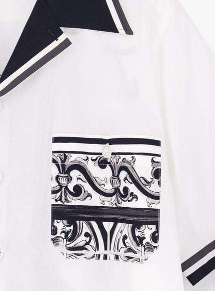 Dolce & Gabbana Cotton Shirt With Maxi Maiolica Print On The Back