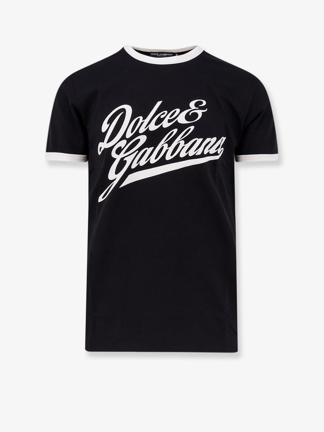 Dolce & Gabbana Cotton T-Shirt With Flocked Print Nero