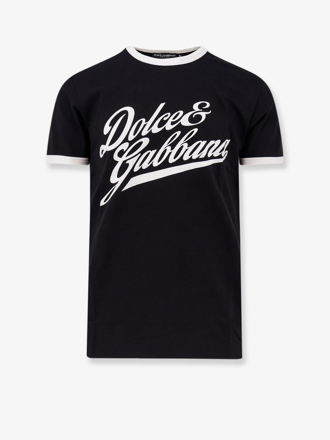Dolce & Gabbana Cotton T-Shirt With Flocked Print Nero
