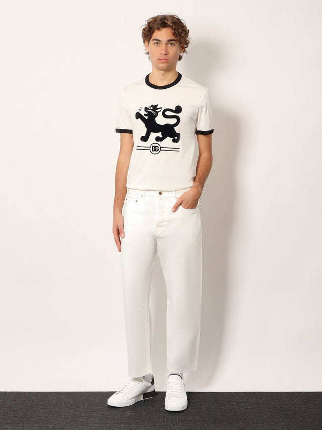 Dolce & Gabbana Cotton T-Shirt With Flocked Print