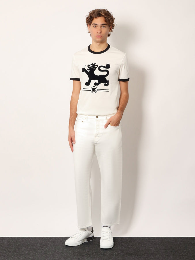 Dolce & Gabbana Cotton T-Shirt With Flocked Print