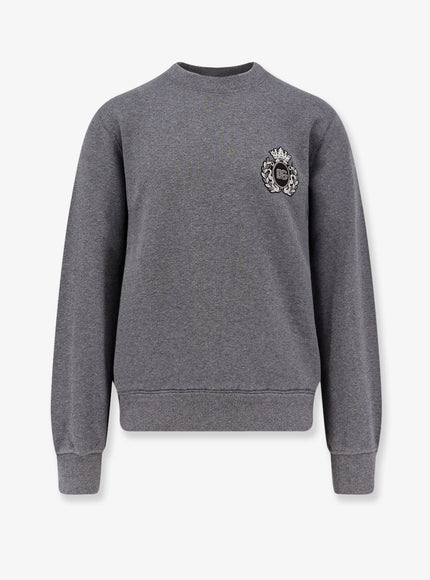Dolce & Gabbana Cotton Sweatshirt With Logo Patch Grigio Melange