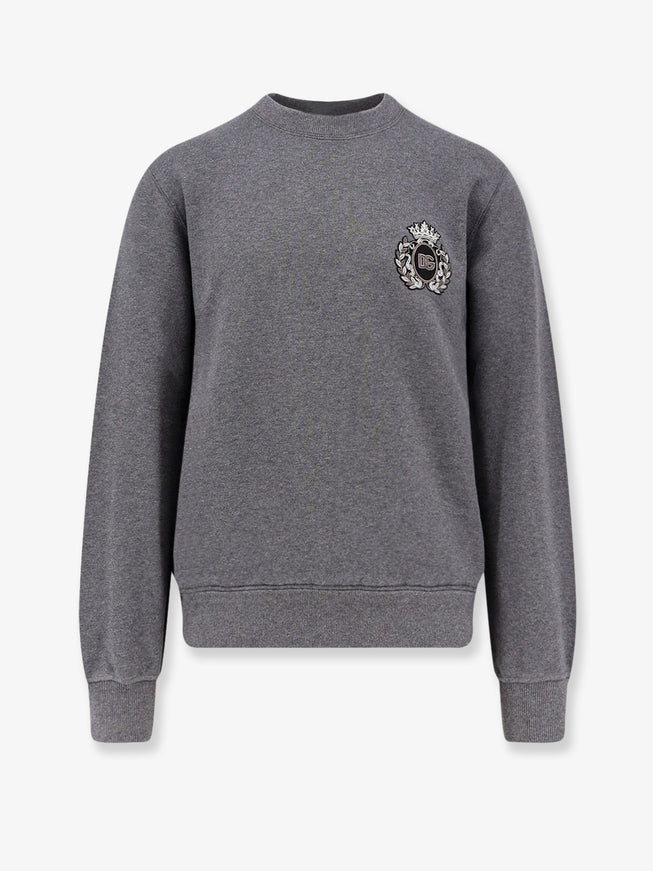 Dolce & Gabbana Cotton Sweatshirt With Logo Patch Grigio Melange