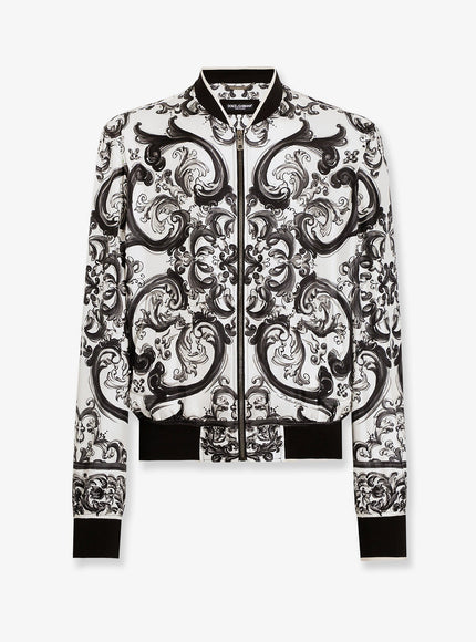 Dolce & Gabbana Silk Jacket With Maiolica Print Maiolica 3L Nero