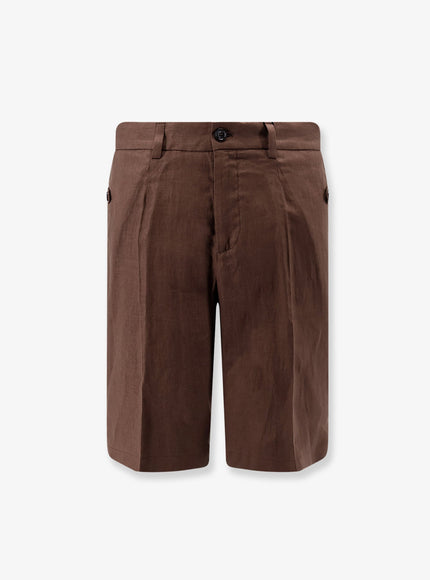 Dolce & Gabbana Linen And Cotton Blend Bermuda Shorts Marrone