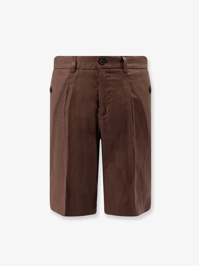 Dolce & Gabbana Linen And Cotton Blend Bermuda Shorts Marrone