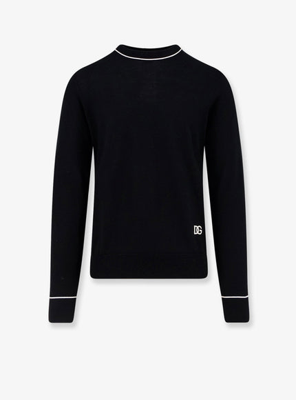 Dolce & Gabbana Virgin Wool Sweater With Embroidered Dg Logo Nero