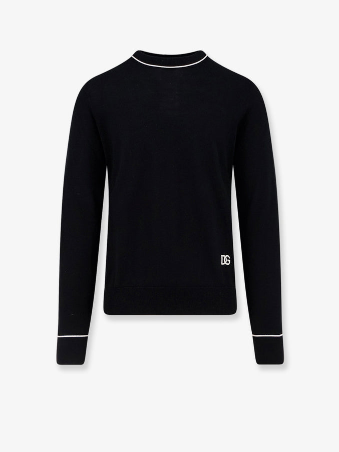 Dolce & Gabbana Virgin Wool Sweater With Embroidered Dg Logo Nero