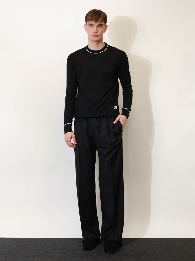 Dolce & Gabbana Virgin Wool Sweater With Embroidered Dg Logo