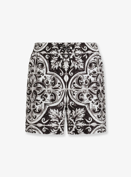 Dolce & Gabbana Swim Trunks With Pochette Maiolica 2L Nero