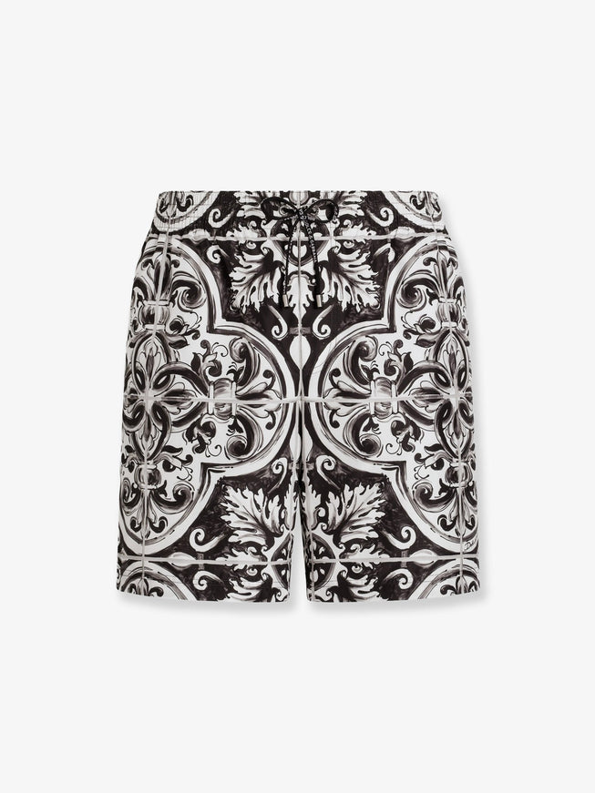 Dolce & Gabbana Swim Trunks With Pochette Maiolica 2L Nero