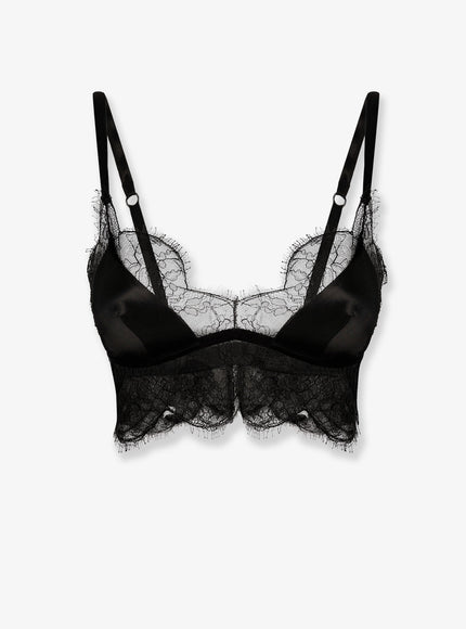 Dolce & Gabbana Silk Bra With Lace Inserts Nero