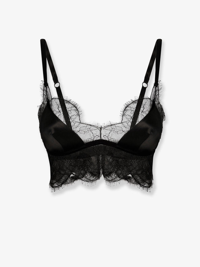 Dolce & Gabbana Silk Bra With Lace Inserts Nero