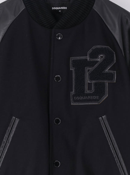 Dsquared2 Wool Jacket With Leather Sleeves