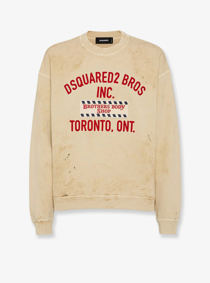 Dsquared2 Cotton Sweatshirt With Distressed Effect Champagne