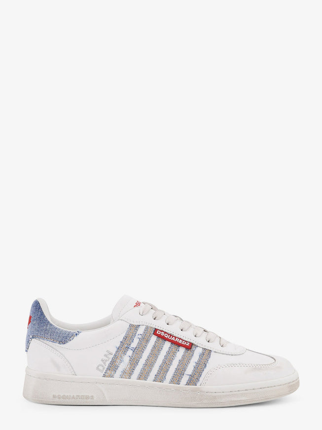 Dsquared2 Low-Top Leather Sneakers With Denim Profiles Denim Bianco