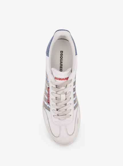 Dsquared2 Low-Top Leather Sneakers With Denim Profiles
