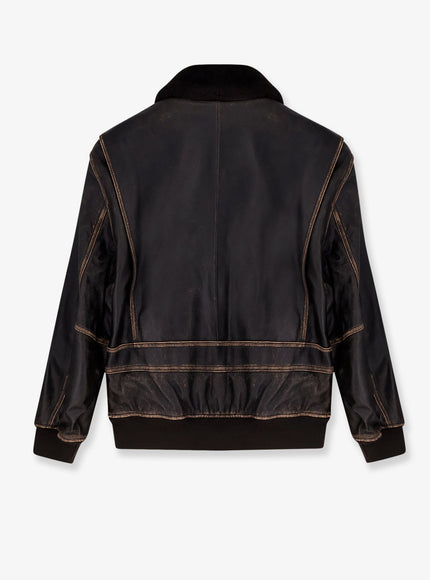 Dunst Leather Jacket With Shearling Collar