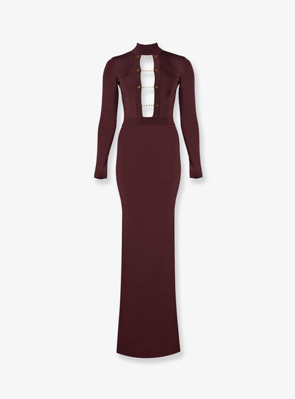 Elisabetta Franchi Stretch Knit Long Dress Merlot