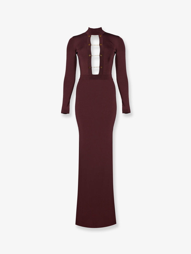 Elisabetta Franchi Stretch Knit Long Dress Merlot