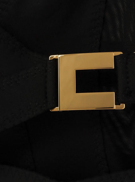 Elisabetta Franchi Stretch Fabric Top With Metal Details