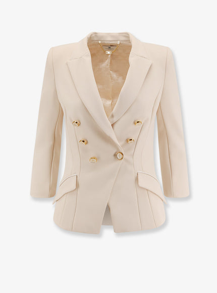 Elisabetta Franchi Fitted Blazer With Logoed Buttons Milk