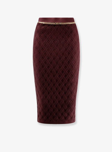 Elisabetta Franchi Viscose Blend Pencil Skirt Merlot