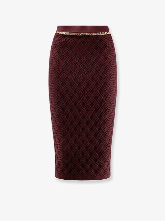 Elisabetta Franchi Viscose Blend Pencil Skirt Merlot