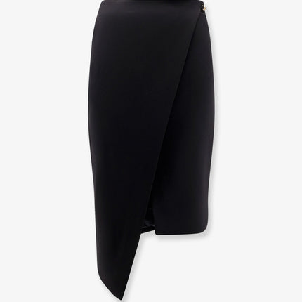 Elisabetta Franchi Asymmetrical Viscose And Wool Skirt Nera