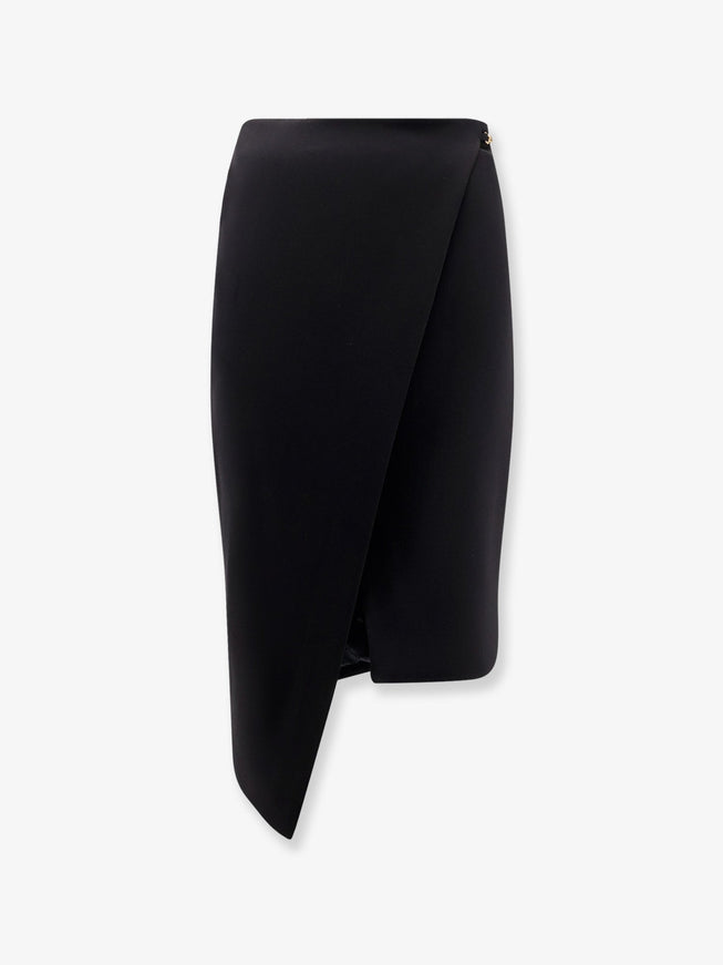 Elisabetta Franchi Asymmetrical Viscose And Wool Skirt Nera