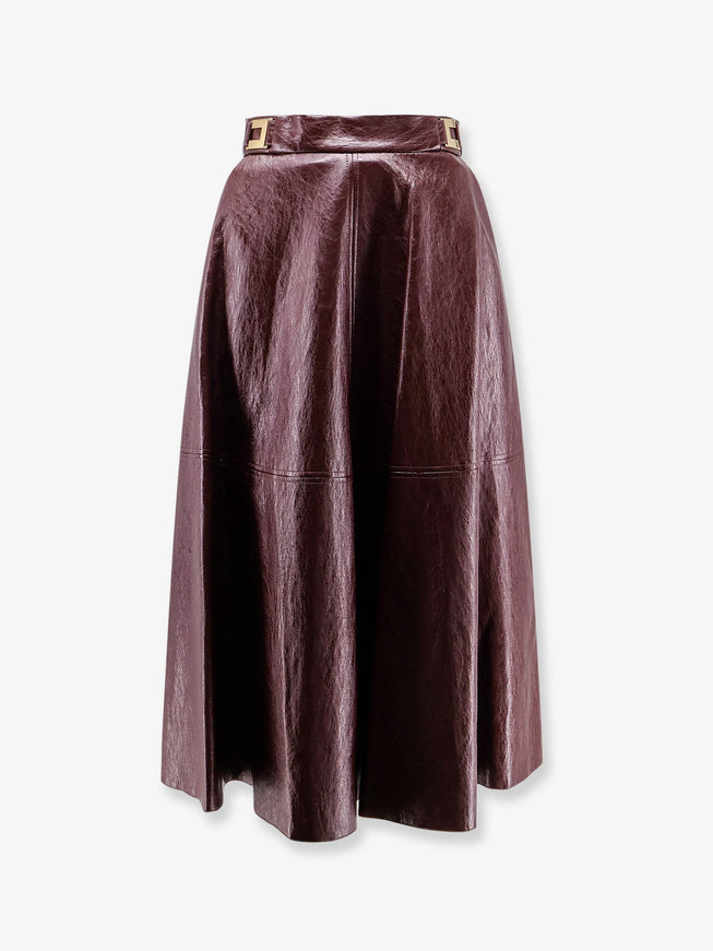 Elisabetta Franchi Faux Leather Skirt Merlot