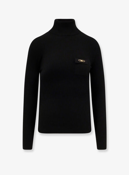 Elisabetta Franchi Ribbed Turtleneck Nera